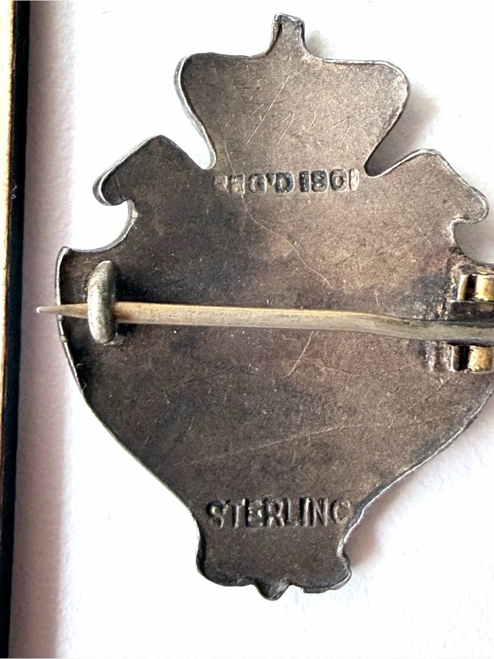 Antique 1901 Sterling Silver & Enamel Herald Pin Brooch Provincial Coat of Arms